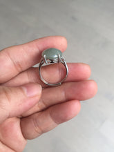 Load image into Gallery viewer, 100% natural type A icy watery light green gray four-prong jadeite jade ring BP137