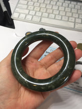Load image into Gallery viewer, 59.5mm certified 100% Natural dark green/gray (nebula dust) chubby round cut nephrite Jade bangle HE101-0201