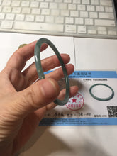 Load image into Gallery viewer, 61.5mm Certified Type A 100% Natural light green/blue/gray Guatemala slim round cut Jadeite bangle BP218-3809