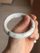 Load image into Gallery viewer, 59.5mm Certificated Type A 100% Natural White green red purple(FU LU SHOU) with green floating flowers Jadeite Jade bangle G110-9511