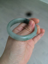 Load image into Gallery viewer, 49mm Certified Type A 100% Natural dark green/gray oval Jadeite Jade bangle AX4-2872