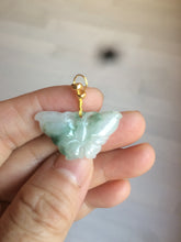 Load image into Gallery viewer, 100% Natural icy watery light green/white 3D Jadeite Jade butterfly pendant AF16