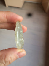 Load image into Gallery viewer, 100% Natural type A dark green/light green/gray jadeite Jade RuYi(如意) pendant BF75