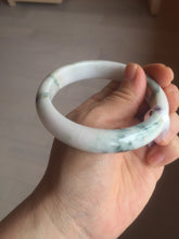 Load image into Gallery viewer, 59.4mm Certificated Type A 100% Natural White green red purple(FU LU SHOU) with green floating flowers Jadeite Jade bangle G110-9544