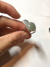 Load image into Gallery viewer, 100% natural type A icy watery light green gray four-prong jadeite jade ring BP137