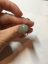Load image into Gallery viewer, 100% natural type A icy watery light green gray four-prong jadeite jade ring BP137