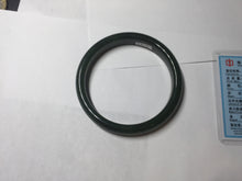 Load image into Gallery viewer, 59.2mm certified 100% Natural dark green/black nephrite (碧玉) bangle HN24-9139