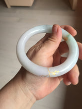 Load image into Gallery viewer, 59.2mm Certified 100% Natural type A light green/purple carved and golden-painted chubby round cut Jadeite Jade bangle PA174-(8571)
