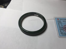 Load image into Gallery viewer, 59.2mm certified 100% Natural dark green/black nephrite (碧玉) bangle HN24-9139