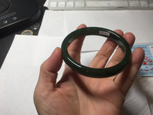 Load image into Gallery viewer, 59.2mm certified 100% Natural dark green/black nephrite (碧玉) bangle HN24-9139