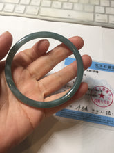 Load image into Gallery viewer, 62mm Certified Type A 100% Natural light green/blue/gray Guatemala slim round cut Jadeite bangle BP219-3808