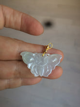 Load image into Gallery viewer, 100% Natural icy watery light green/white 3D Jadeite Jade butterfly pendant AF16
