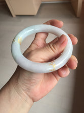 Load image into Gallery viewer, 59.2mm Certified 100% Natural type A light green/purple carved and golden-painted chubby round cut Jadeite Jade bangle PA174-(8571)