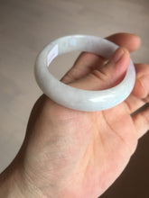Load image into Gallery viewer, 50.5mm Certified Type A 100% Natural light purple/white oval shape Jadeite Jade bangle BK128-0257