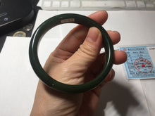 Load image into Gallery viewer, 59.2mm certified 100% Natural dark green/black nephrite (碧玉) bangle HN24-9139