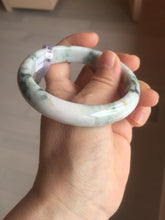 Load image into Gallery viewer, 59.8mm Certificated Type A 100% Natural White purple with green floating flowers Jadeite Jade bangle G110-9508
