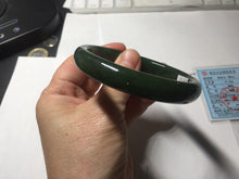 Load image into Gallery viewer, 59.2mm certified 100% Natural dark green/black nephrite (碧玉) bangle HN24-9139
