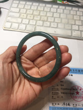 Load image into Gallery viewer, 59.5mm Certified Type A 100% Natural light green/blue/gray Guatemala slim round cut Jadeite bangle BP220-3800