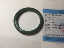 Load image into Gallery viewer, 58mm certified type A 100% Natural oily spinach green jadeite jade bangle PC12-9257