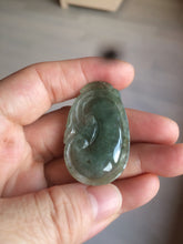 Load image into Gallery viewer, 100% Natural type A dark green/light green/gray jadeite Jade RuYi(如意) pendant BF75