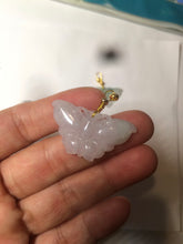 Load image into Gallery viewer, 100% Natural icy watery light green/white 3D Jadeite Jade butterfly pendant AF16