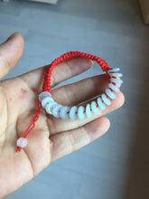 Load image into Gallery viewer, 100% natural type A green white purple Safety Guardian Button donut jadeite jade thread woven bracelets PD98