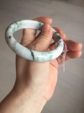Load image into Gallery viewer, 59.8mm Certificated Type A 100% Natural White purple with green floating flowers Jadeite Jade bangle G110-9508