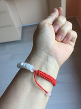 Load image into Gallery viewer, 100% natural type A green white purple Safety Guardian Button donut jadeite jade thread woven bracelets PD98