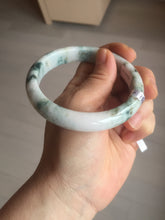 Load image into Gallery viewer, 59.8mm Certificated Type A 100% Natural White purple with green floating flowers Jadeite Jade bangle G110-9508