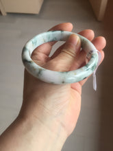 Load image into Gallery viewer, 59.8mm Certificated Type A 100% Natural White purple with green floating flowers Jadeite Jade bangle G110-9508