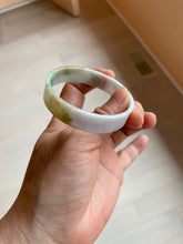 Load image into Gallery viewer, 50.8mm Certified type A 100% Natural sunny green/white/purple thin square Jadeite Jade bangle AM77-2829