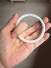 Load image into Gallery viewer, 56mm 100% natural Type A icy watery light green white slim round cut jadeite jade bangle AD110-8098