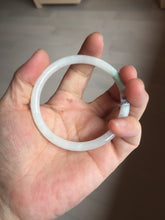 Load image into Gallery viewer, 56mm 100% natural Type A icy watery light green white slim round cut jadeite jade bangle AD110-8098