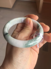 Load image into Gallery viewer, 55.8mm Certificated Type A 100% Natural White purple with green floating flowers Jadeite Jade bangle G110-9502