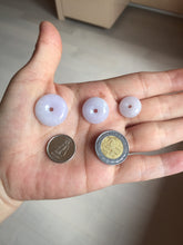 Load image into Gallery viewer, Type A 100% Natural light purple white Jadeite Jade Safety Guardian Button donuts Pendant group BP55