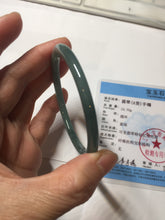 Load image into Gallery viewer, 59.5mm Certified Type A 100% Natural light green/blue/gray Guatemala slim round cut Jadeite bangle BP221-8433