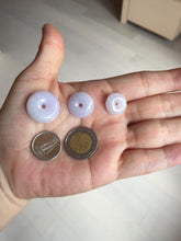Load image into Gallery viewer, Type A 100% Natural light purple white Jadeite Jade Safety Guardian Button donuts Pendant group BP55
