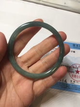 Load image into Gallery viewer, 59.5mm Certified Type A 100% Natural light green/blue/gray Guatemala slim round cut Jadeite bangle BP221-8433