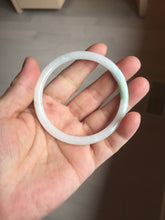 Load image into Gallery viewer, 56mm 100% natural Type A icy watery light green white slim round cut jadeite jade bangle AD110-8098