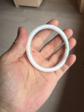 Load image into Gallery viewer, 56mm 100% natural Type A icy watery light green white slim round cut jadeite jade bangle AD110-8098