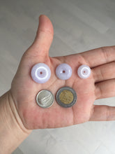 Load image into Gallery viewer, Type A 100% Natural light purple white Jadeite Jade Safety Guardian Button donuts Pendant group BP55