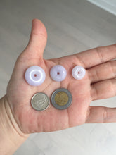 Load image into Gallery viewer, Type A 100% Natural light purple white Jadeite Jade Safety Guardian Button donuts Pendant group BP55