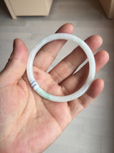 Load image into Gallery viewer, 56mm 100% natural Type A icy watery light green white slim round cut jadeite jade bangle AD110-8098