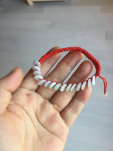 Load image into Gallery viewer, 100% natural type A green white purple Safety Guardian Button donut jadeite jade thread woven bracelets PD98