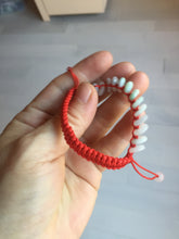 Load image into Gallery viewer, 100% natural type A green white purple Safety Guardian Button donut jadeite jade thread woven bracelets PD98