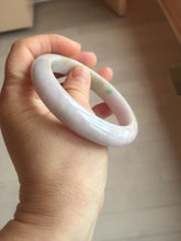 Load image into Gallery viewer, 58.5mm Certified type A 100% Natural sunny green/white/purple(春带彩) Jadeite bangle BS68-2531
