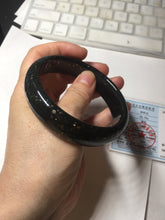 Load image into Gallery viewer, 60.3mm 100% Natural dark green/black meteorite Stellar Night sky nephrite bangle HN25-7603