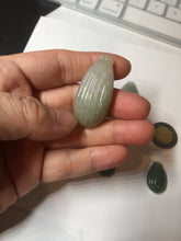 Load image into Gallery viewer, 100% Natural type A light green/gray candied dates Jadeite Jade pendant AX155