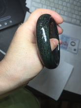 Load image into Gallery viewer, 60.3mm 100% Natural dark green/black meteorite Stellar Night sky nephrite bangle HN25-7603
