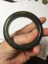 Load image into Gallery viewer, 52.3mm 100% Natural dark green yellow nephrite Jade bangle(河磨玉) HE103